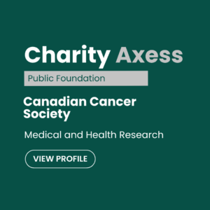 Canadian Cancer Society a charity profile card with category medical and health research and call to view profile