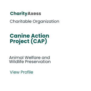 Canine Action Project charity profile card with category animal welfare and wildlife preservation and call to view profile