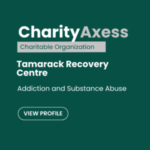 Tamarack Recovery Centre charity profile card with category addiction and substance abuse and call to view profile
