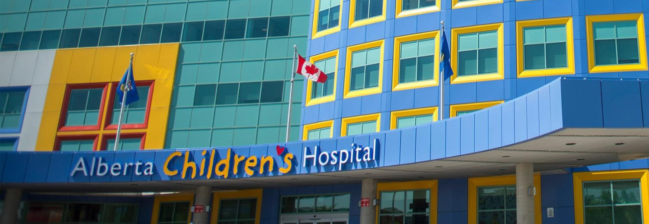 Exterior of Alberta Children's Hospital in Calgary, Alberta, representing hospital foundations that support children's healthcare, medical research, and patient care across Canada.