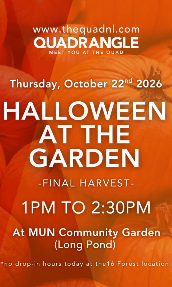 Quadrangle NL Halloween at the Garden event in St. John&rsquo;s celebrating community gardening and the final seasonal harvest.