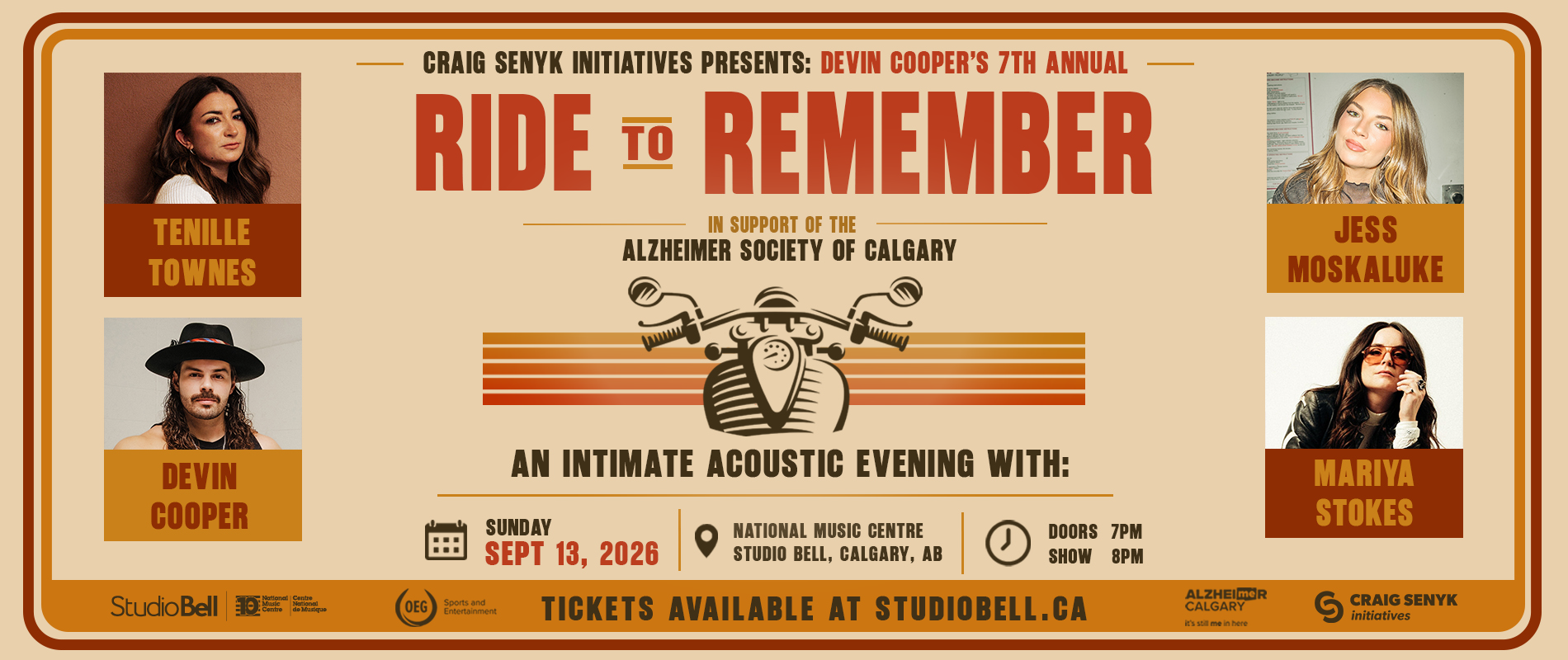 Devin Cooper&rsquo;s 7th Annual Ride to Remember Calgary charity concert supporting the Alzheimer Society of Calgary